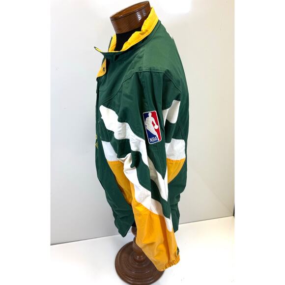 Vtg NBA Seattle Supersonics Green Gold Starter Quarter Zip Jacket Mens Lg - Picture 2 of 8
